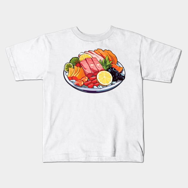 Feast your eyes and appetite on this stunning sashimi platter Kids T-Shirt by Pixel Poetry